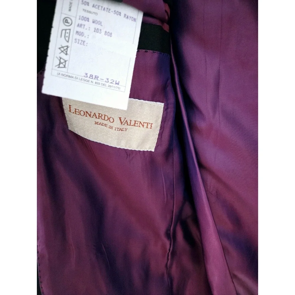 NWT Leonardo Valenti Men's Blazer 3 Button   100% Wool Made In Italy MENS 38R‎